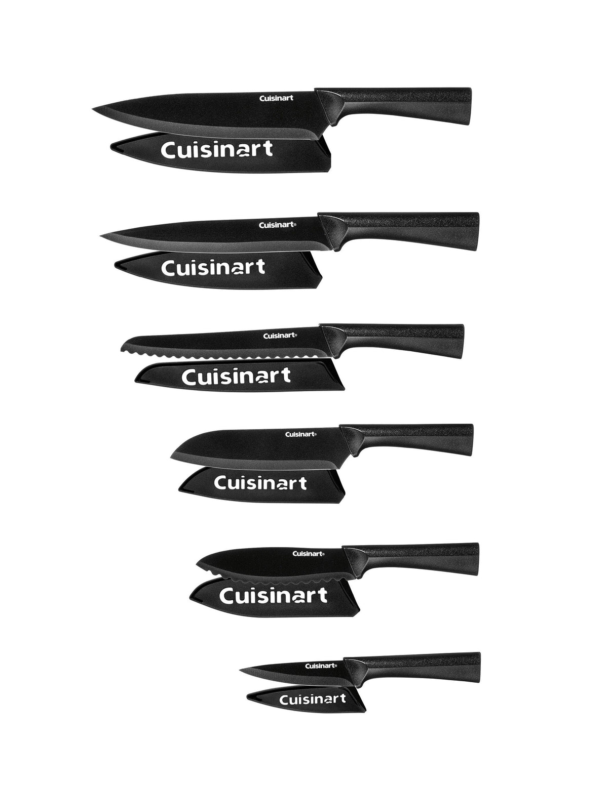 12 piece Black Metallic Coated Knife Set with Blade Guards